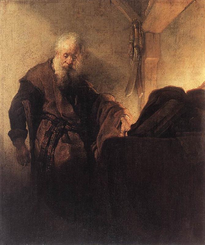 REMBRANDT Harmenszoon van Rijn St Paul at his Writing-Desk oil painting image